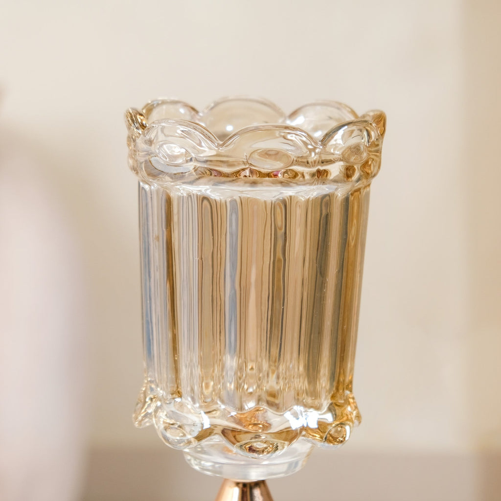 Scalloped Glass Hurricane Candle Stand And Vase Nestasia