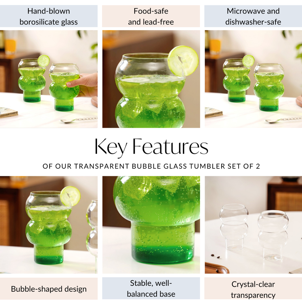 Viral Bubble Glass Tumbler Set Of 2 550ml Nestasia