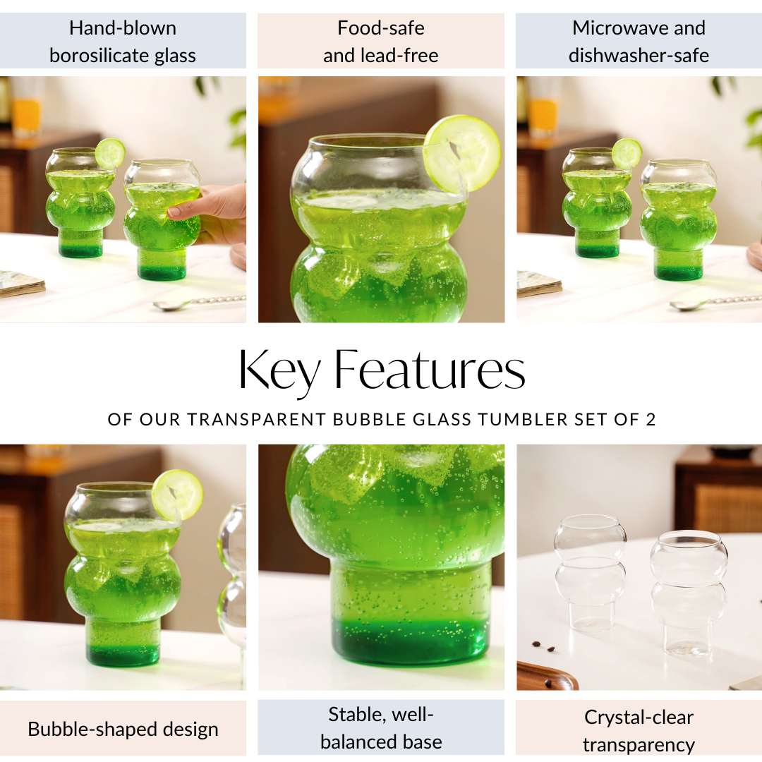 Viral Bubble Glass Tumbler Set Of 2 550ml Nestasia
