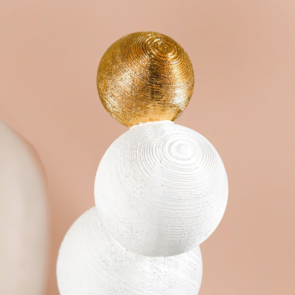 Modern Spheres Sculpture White And Gold Nestasia