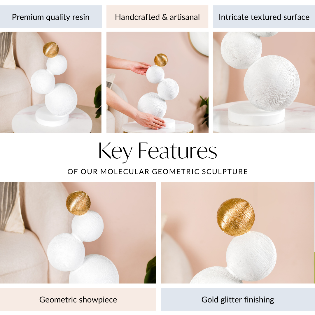 Modern Spheres Sculpture White And Gold Nestasia