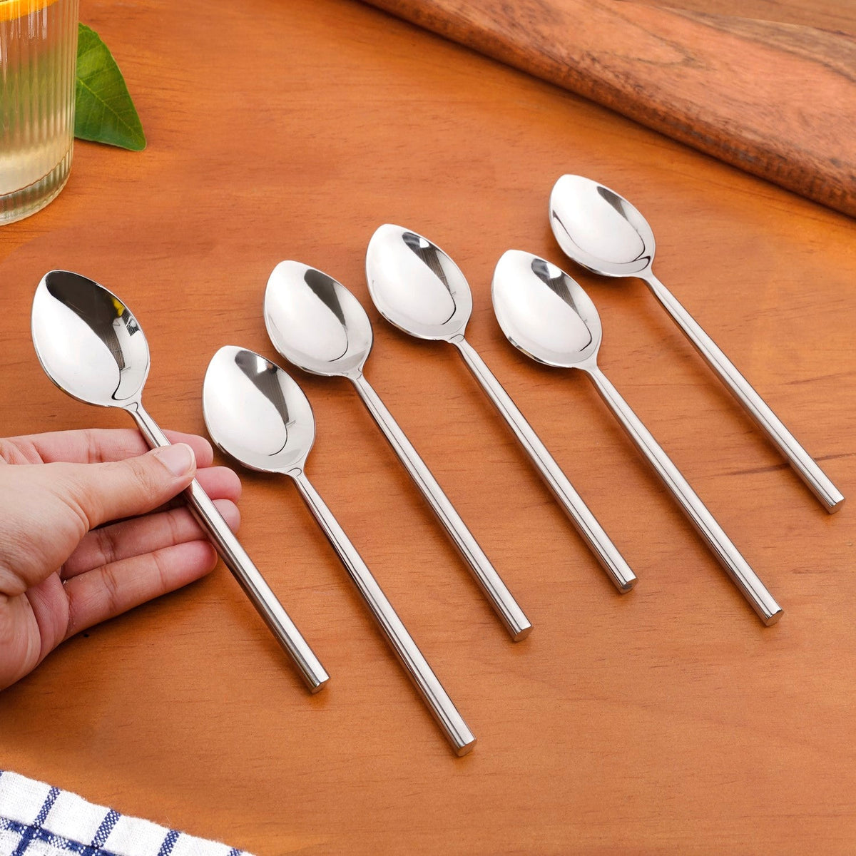 Modern Stainless Steel Table Spoon Set Of 6 Nestasia