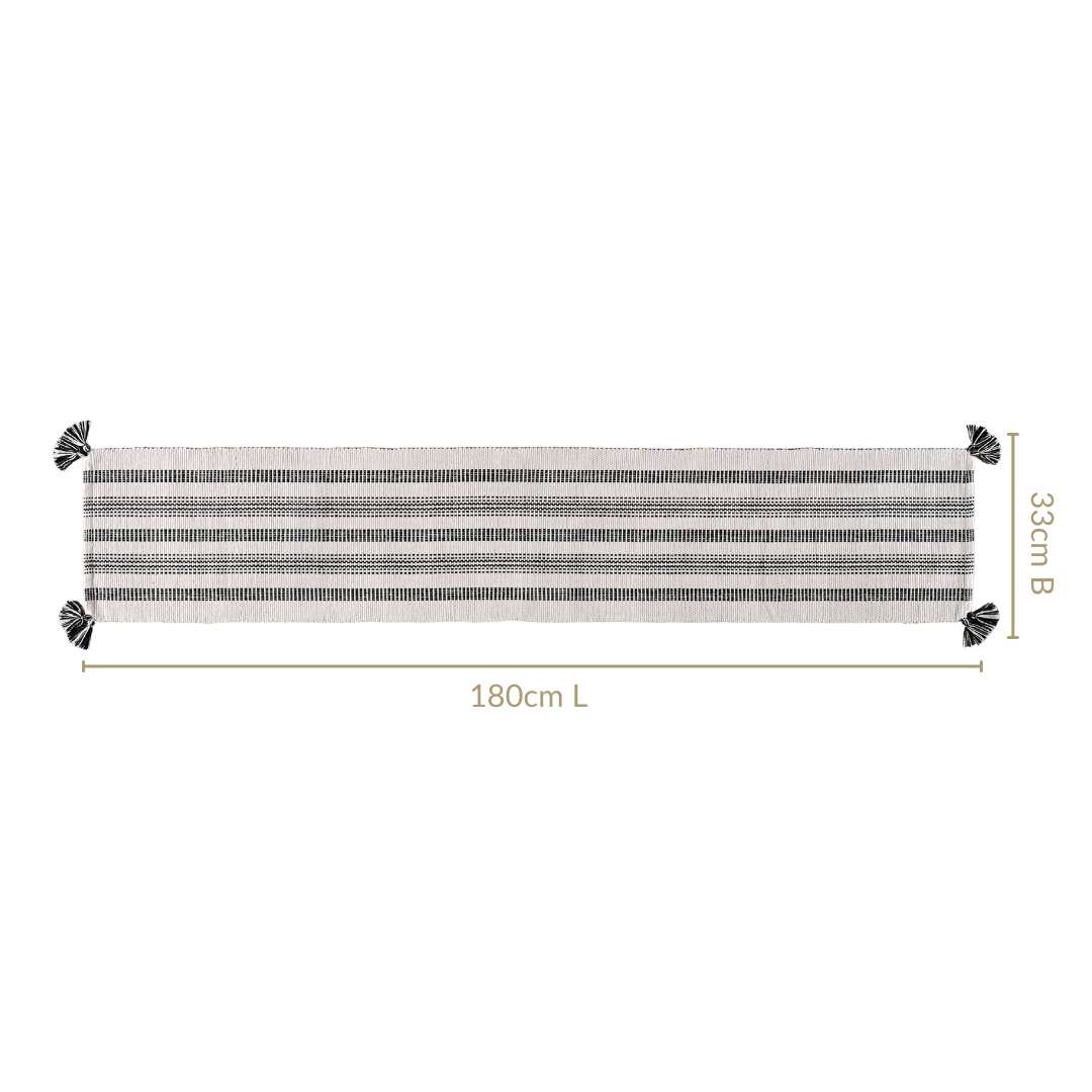 Monochrome Cotton Runner 180x33cm Nestasia