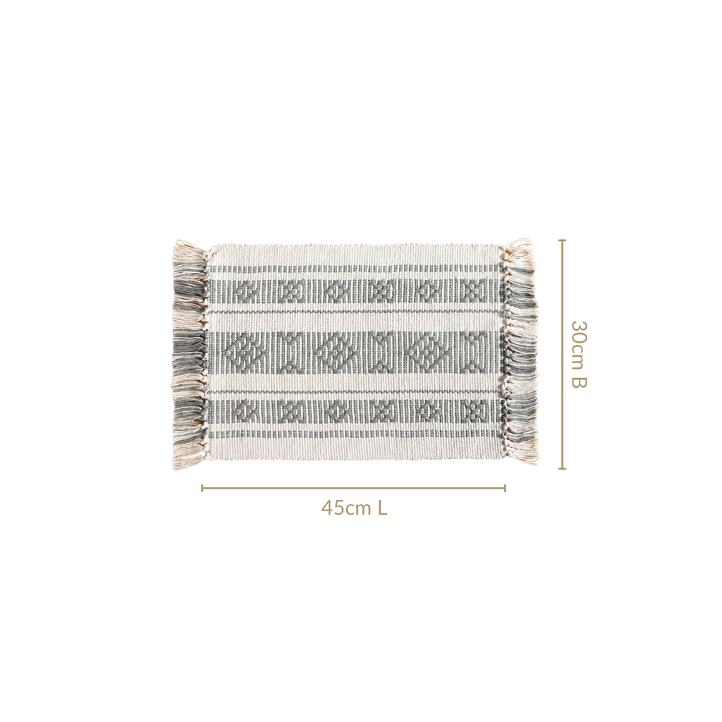 MonoLoom Fringed Cotton Placemat Set Of 6 Nestasia