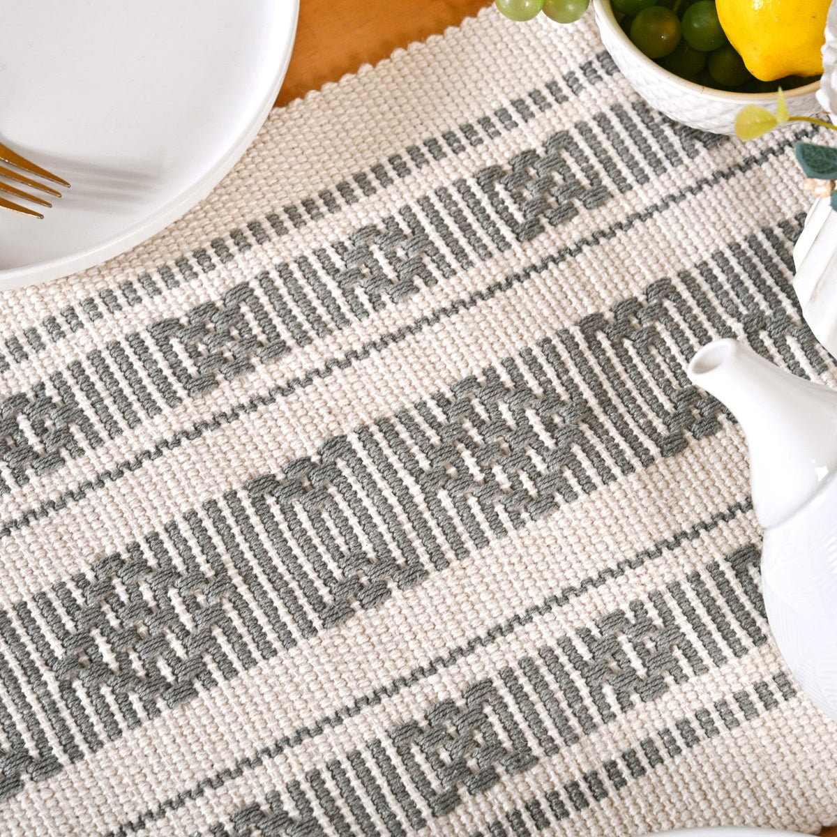 MonoLoom Fringed Cotton Runner 180x33cm Nestasia