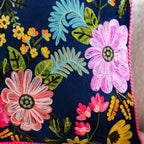 Moonlit Floral Velvet Embroidered Cushion Cover 50x35cm Nestasia