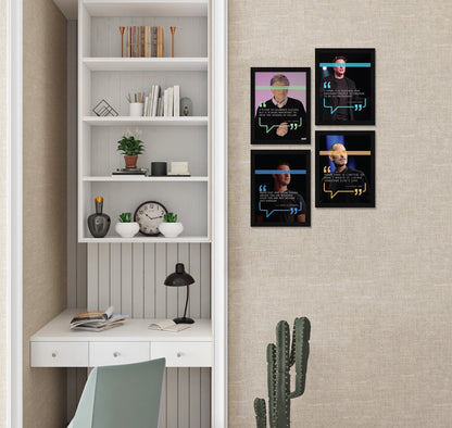 Elon Musk Steve Jobs Mark Zuckerberg Motivational Quotes Wall Frames, Inspirational, Set of 4, AXS4-103