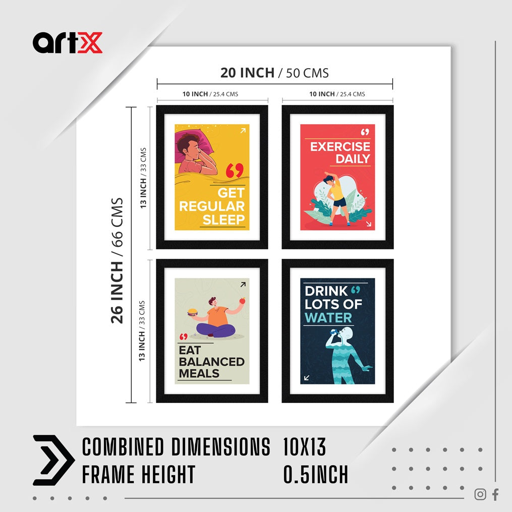 Health Motivational Quote Wall Frames, Inspirational, Set of 4, AXS4-104 ArtX