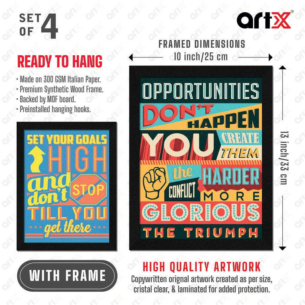 Students Motivational Quote Wall Frames, Inspirational, Set of 4, AXS4-105