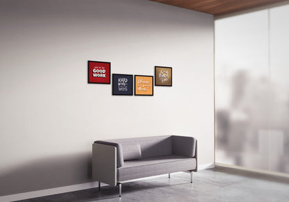 3D Typography Motivational Quotes Wall Frames, Inspirational, Set of 4, AXS4-10x10-102