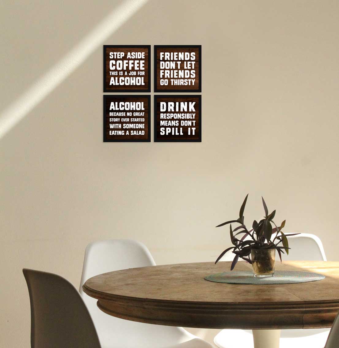 Best Drinking Quirky Quotes Wall Frames, Set of 4, AXS4-10x10-103