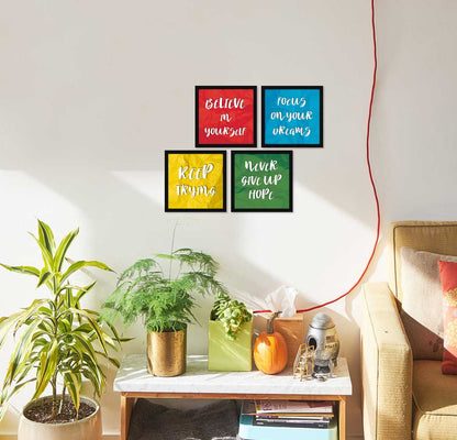 Colorful Motivational Quotes Wall Frames, Study Room, Set of 4, AXS4-10x10-104