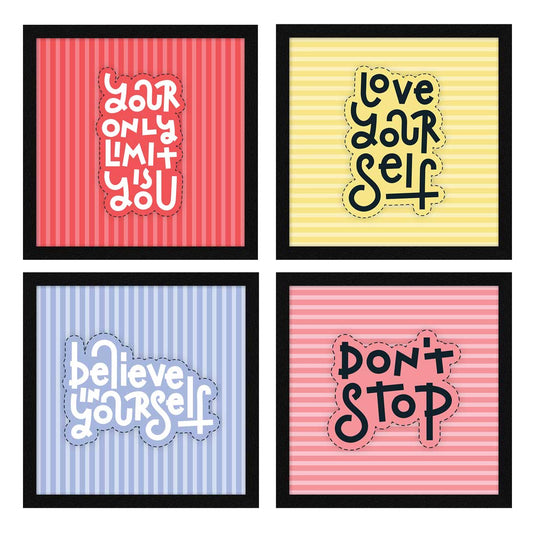 Classic Vintage Motivational Quote Wall Frames, Inspirational, Set of 4, AXS4-10x10-105