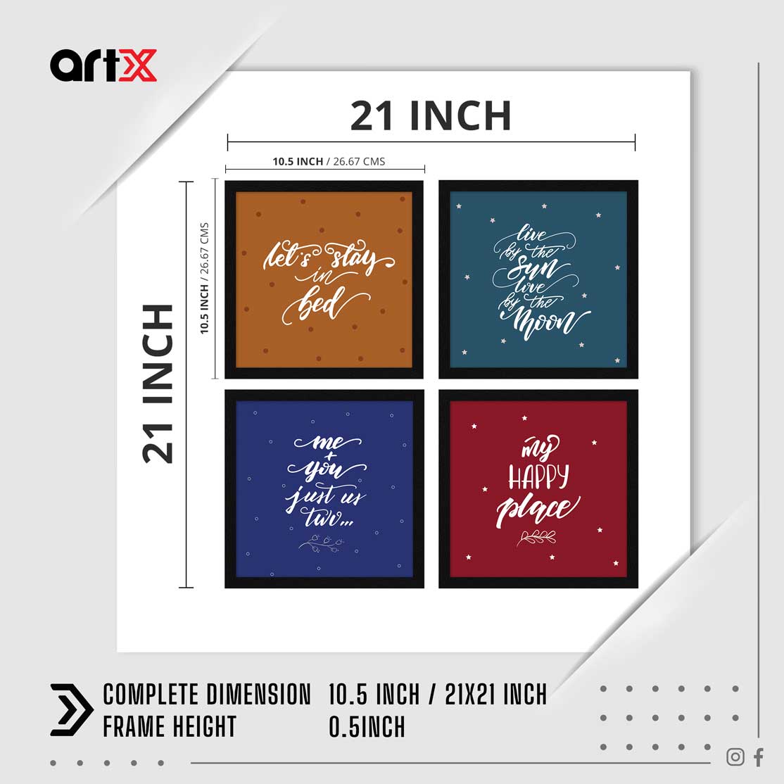Romantic Motivational Quotes Wall Frames, Vintage Colors, Set of 4, AXS4-10x10-106 ArtX