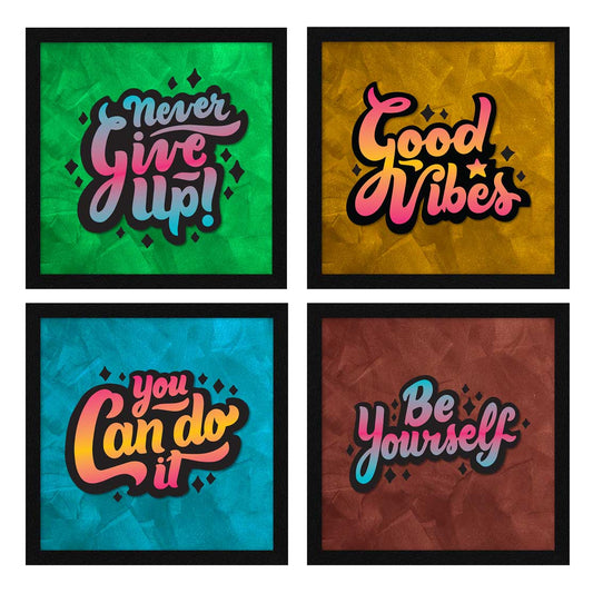 Good Vibes Motivational Quote Wall Frames, Inspirational, Set of 4, AXS4-10x10-107