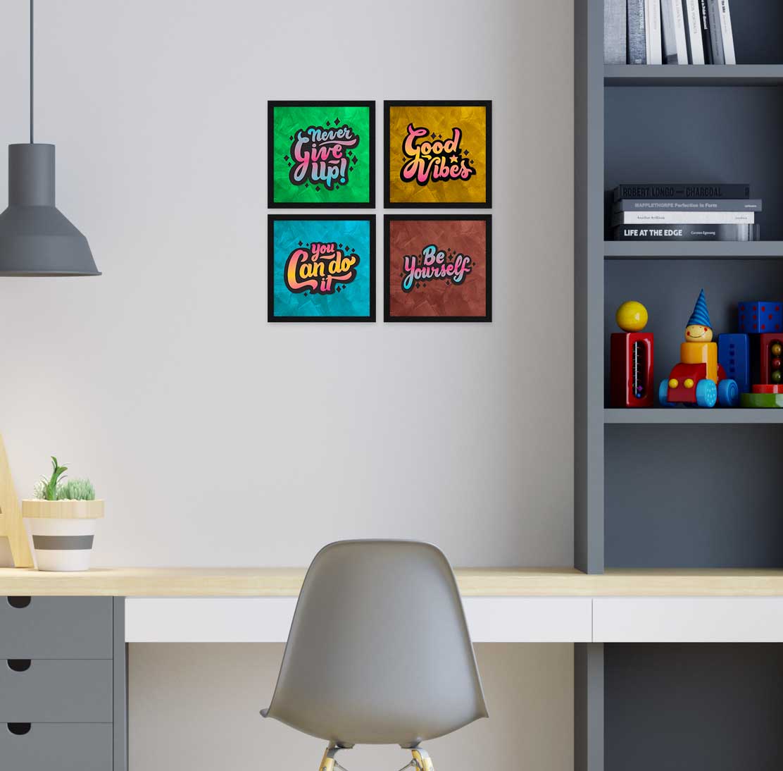 Good Vibes Motivational Quote Wall Frames, Inspirational, Set of 4, AXS4-10x10-107 ArtX