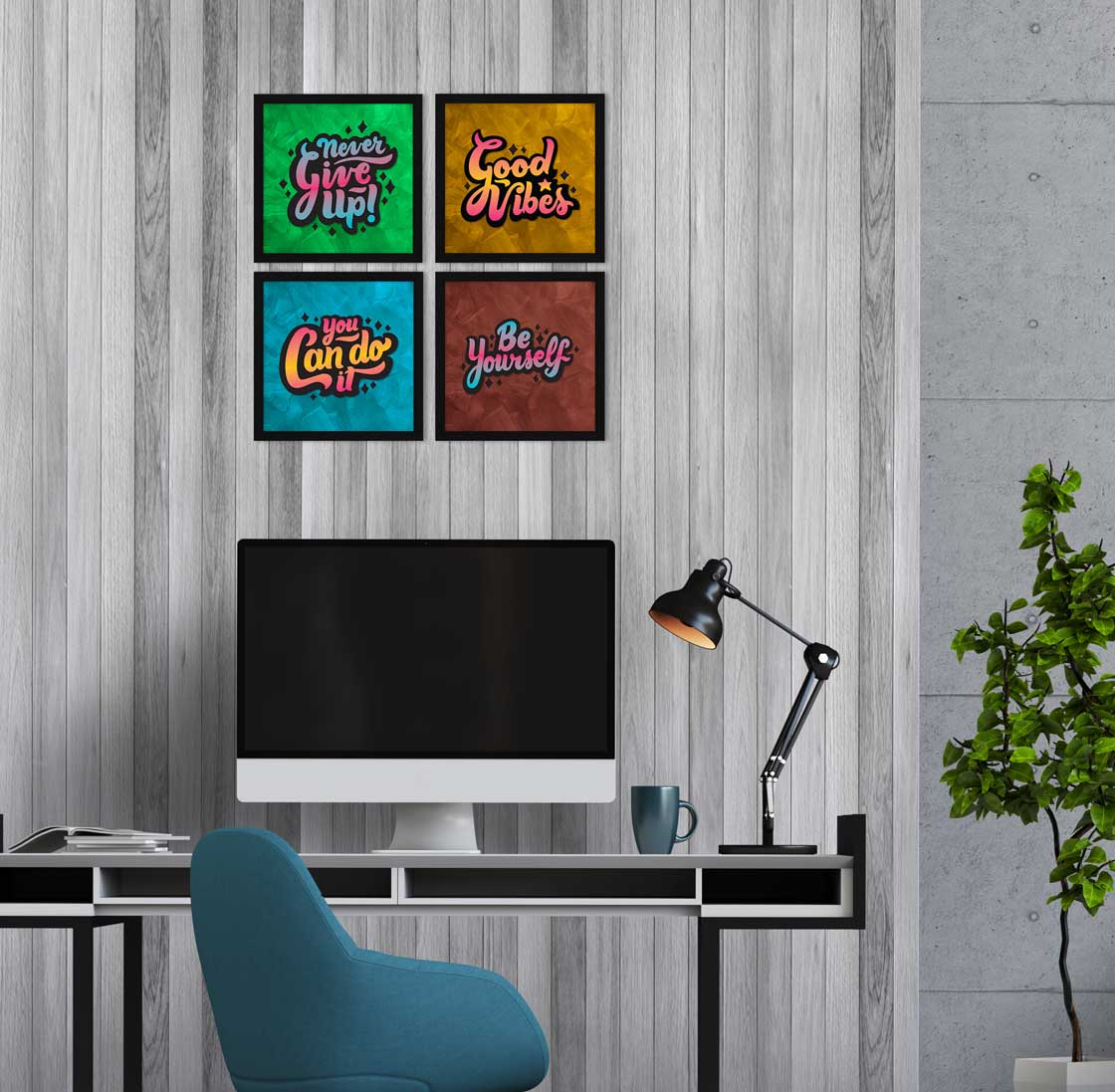 Good Vibes Motivational Quote Wall Frames, Inspirational, Set of 4, AXS4-10x10-107 ArtX