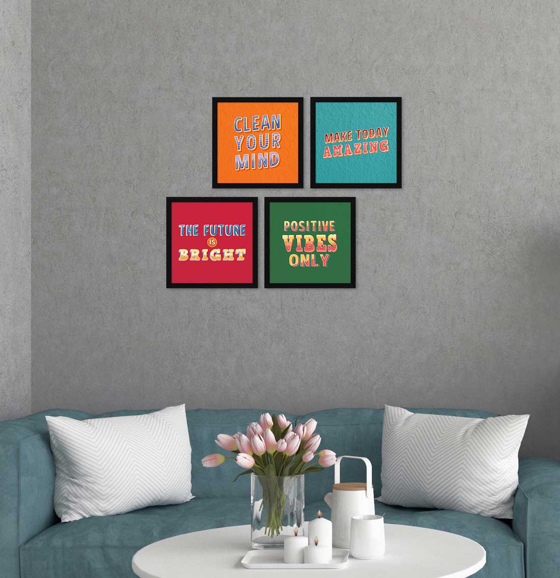 Vintage Motivational Quotes Wall Frames, Inspirational, Set of 4, AXS4-10x10-108