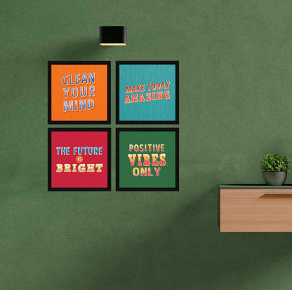 Vintage Motivational Quotes Wall Frames, Inspirational, Set of 4, AXS4-10x10-108