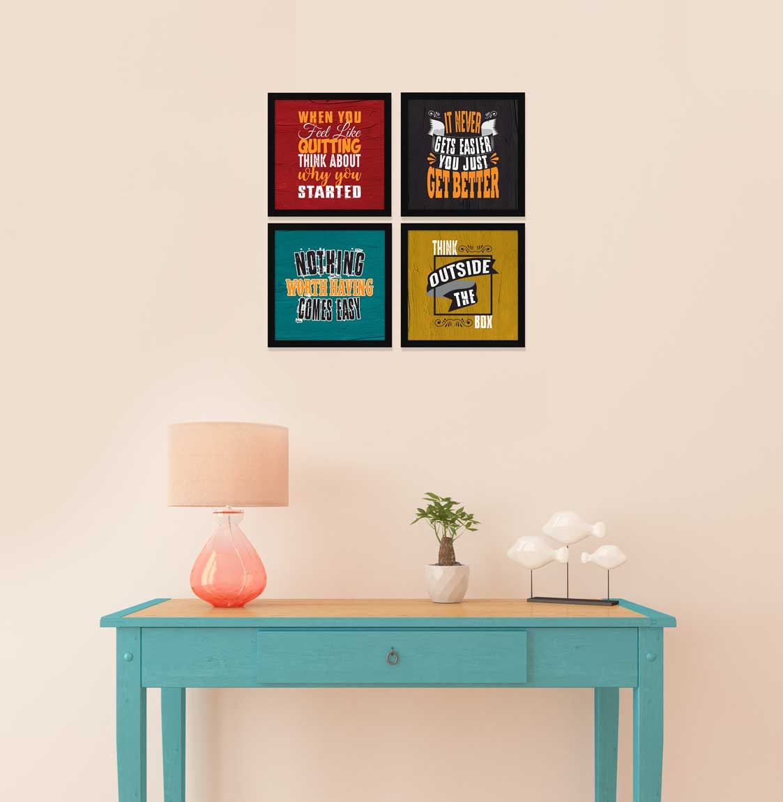 Creative Motivational Quote Wall Frames, Inspirational, Set of 4, AXS4-10x10-109