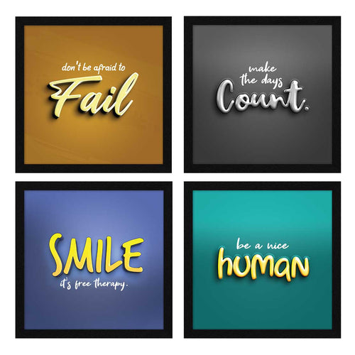 3D Typography Motivational Quotes Wall Frames, Inspirational, Set of 4, AXS4-10x10-110 ArtX