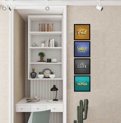 3D Typography Motivational Quotes Wall Frames, Inspirational, Set of 4, AXS4-10x10-110