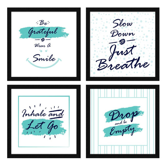Relaxing Motivational Quote Wall Frames For Home, Inspirational, Set of 4, AXS4-10x10-111
