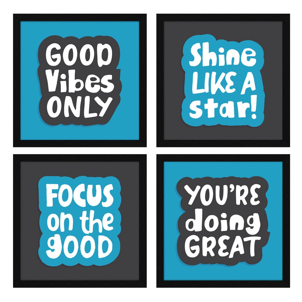 Good Vibes Only Motivational Quote Wall Frames, Inspirational, Set of 4, AXS4-10x10-114 ArtX