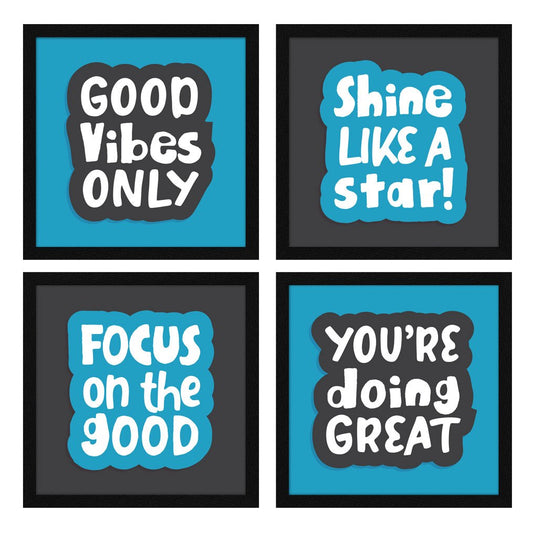 Good Vibes Only Motivational Quote Wall Frames, Inspirational, Set of 4, AXS4-10x10-114
