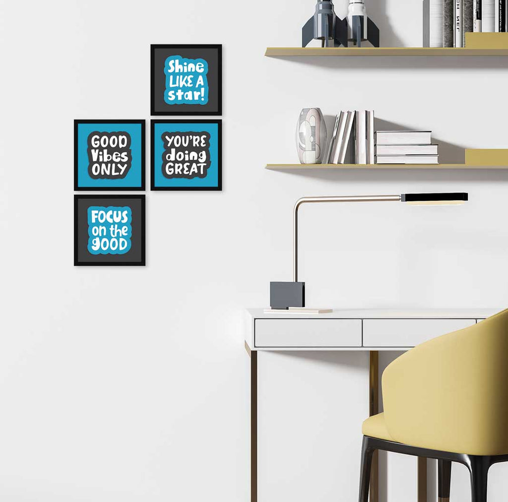 Good Vibes Only Motivational Quote Wall Frames, Inspirational, Set of 4, AXS4-10x10-114 ArtX