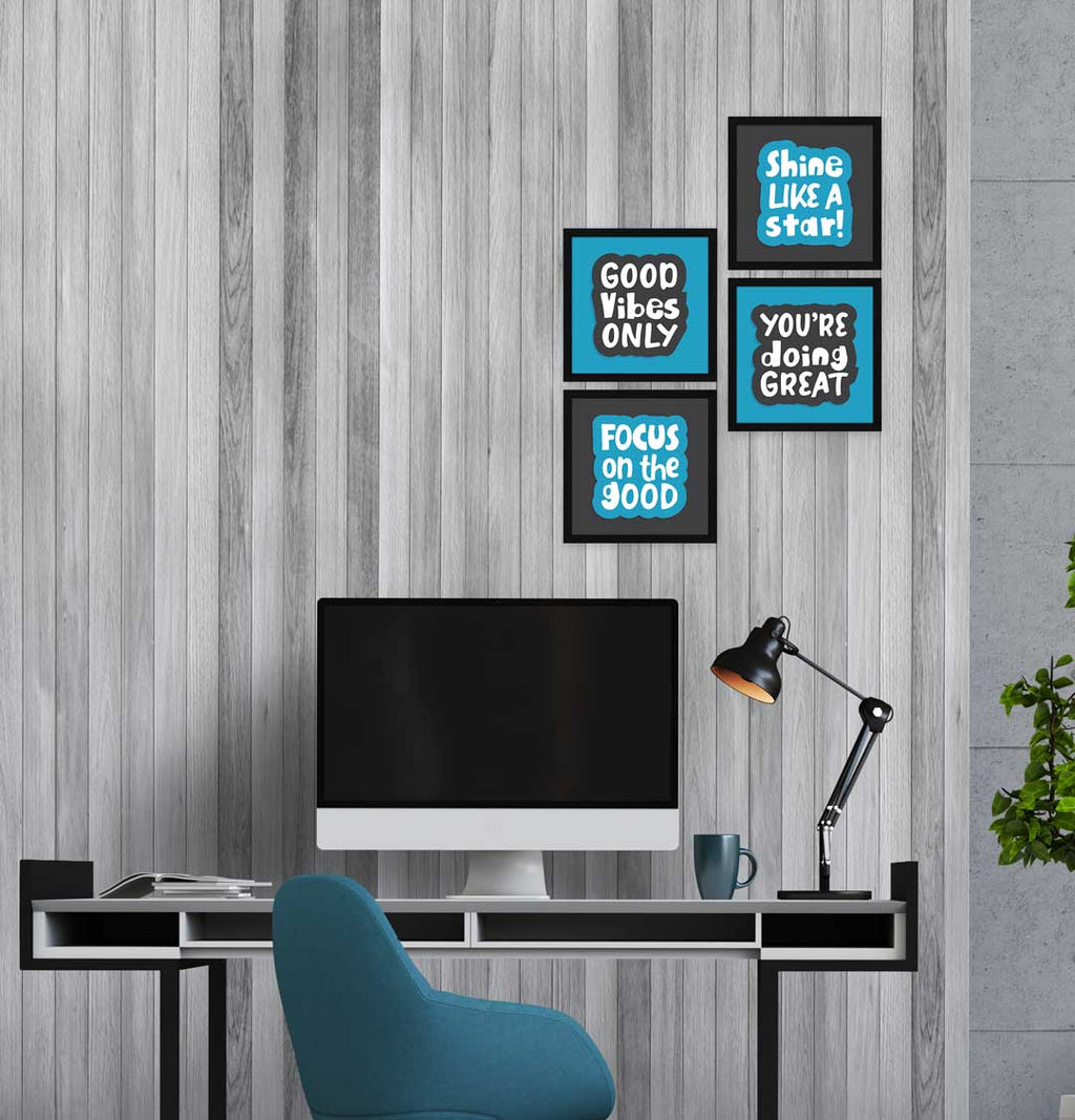 Good Vibes Only Motivational Quote Wall Frames, Inspirational, Set of 4, AXS4-10x10-114 ArtX