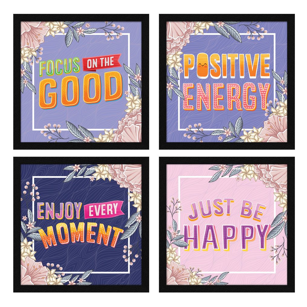 Just Be Happy Motivational Quote Wall Frames, Inspirational, Set of 4, AXS4-10x10-115 ArtX