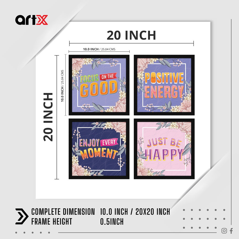 Just Be Happy Motivational Quote Wall Frames, Inspirational, Set of 4, AXS4-10x10-115 ArtX