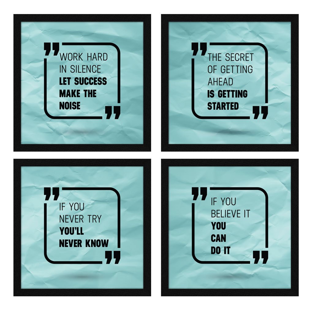 Work Hard In Silence Motivational Quote Wall Frames, Inspirational, Set of 4, AXS4-10x10-116