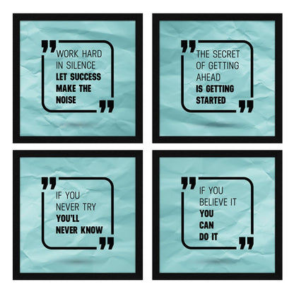Work Hard In Silence Motivational Quote Wall Frames, Inspirational, Set of 4, AXS4-10x10-116