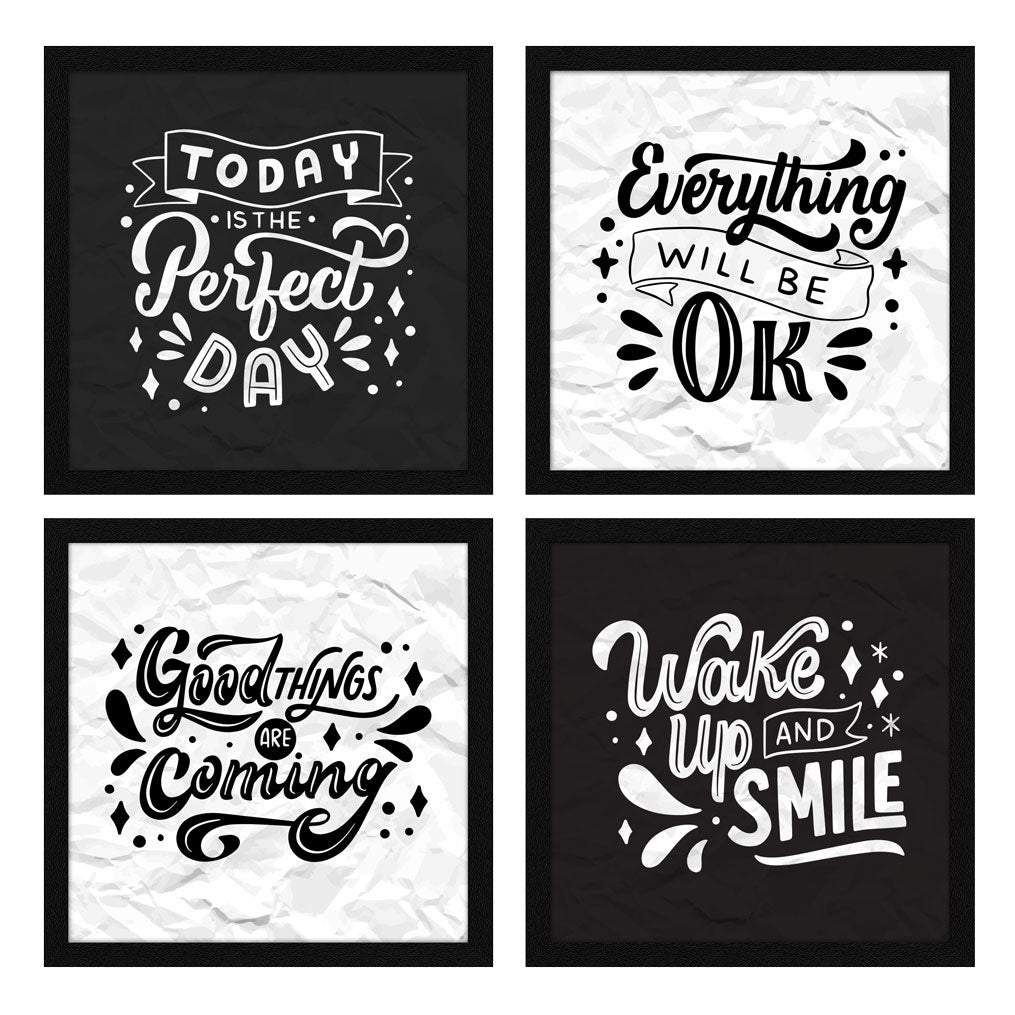 Wake Up And Smile Motivational Quote Wall Frames, Inspirational, Set of 4, AXS4-10x10-117