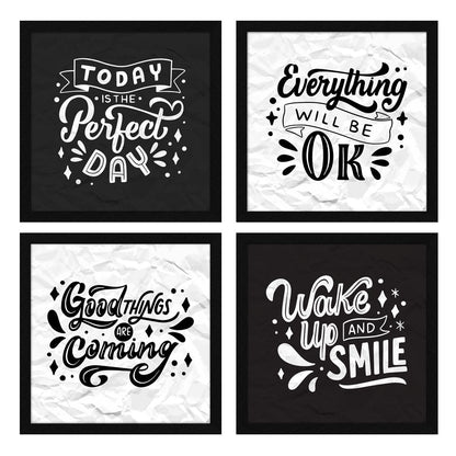 Wake Up And Smile Motivational Quote Wall Frames, Inspirational, Set of 4, AXS4-10x10-117