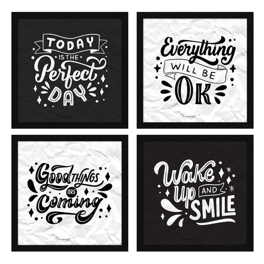 Wake Up And Smile Motivational Quote Wall Frames, Inspirational, Set of 4, AXS4-10x10-117