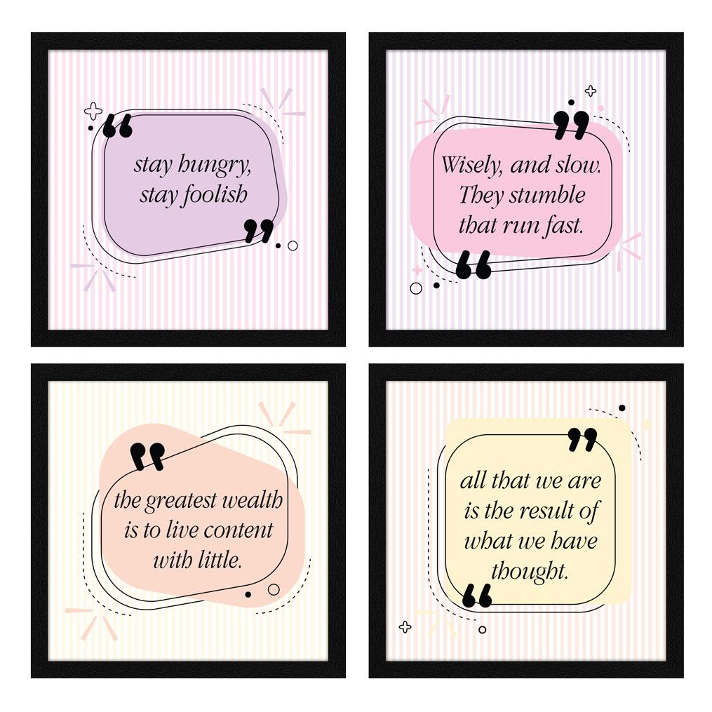 Stay Hungry Stay Foolish Motivational Quote Wall Frames, Inspirational, Set of 4, AXS4-10x10-118