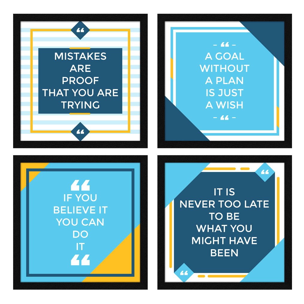 A Goal Without a Plan Is Just A Wish Motivational Quote Wall Frames, Inspirational, Set of 4, AXS4-10x10-119