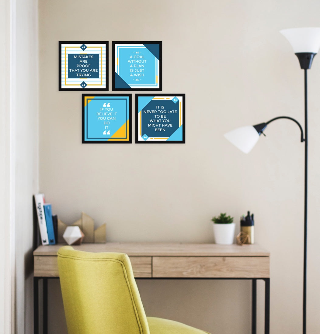 A Goal Without a Plan Is Just A Wish Motivational Quote Wall Frames, Inspirational, Set of 4, AXS4-10x10-119