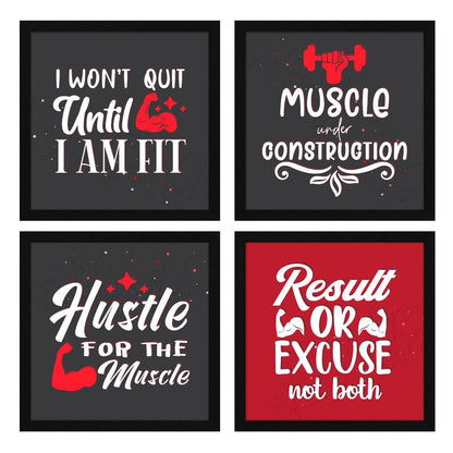 Fitness Gym Motivational Quote Wall Frames, Inspirational, Set of 4, AXS4-10x10-120