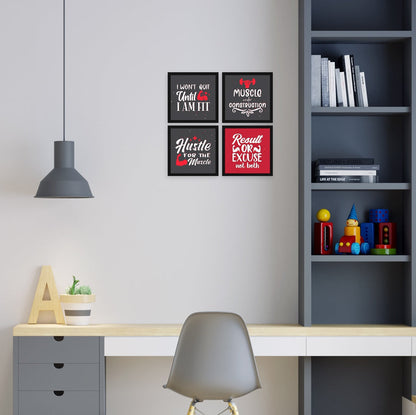 Fitness Gym Motivational Quote Wall Frames, Inspirational, Set of 4, AXS4-10x10-120