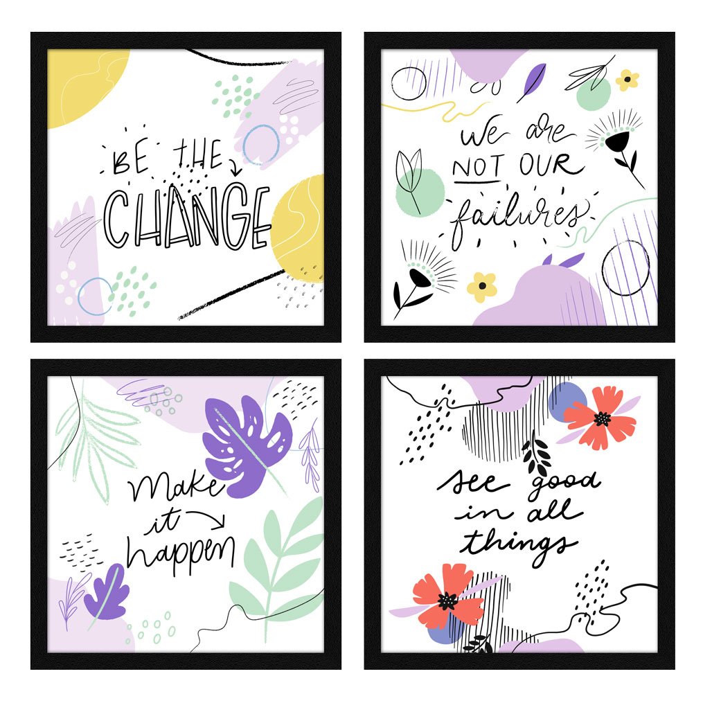 Be the Change Motivational Quote Wall Frames, Inspirational, Set of 4, AXS4-10x10-121
