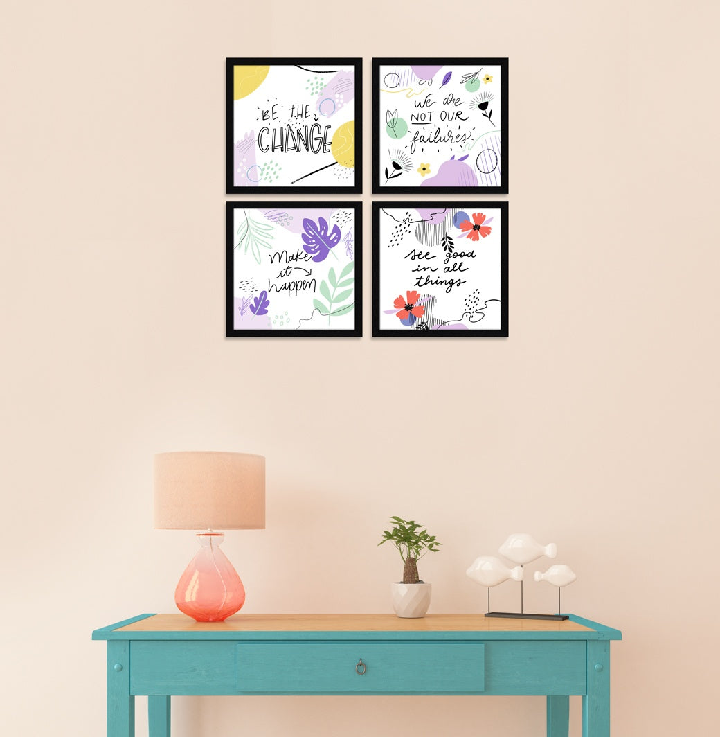 Be the Change Motivational Quote Wall Frames, Inspirational, Set of 4, AXS4-10x10-121