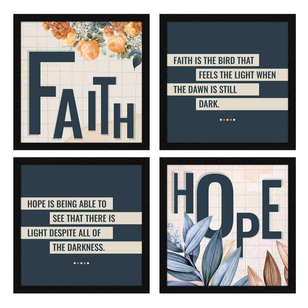 Faith Hope Motivational Quote Wall Frames, Inspirational, Set of 4, AXS4-10x10-123