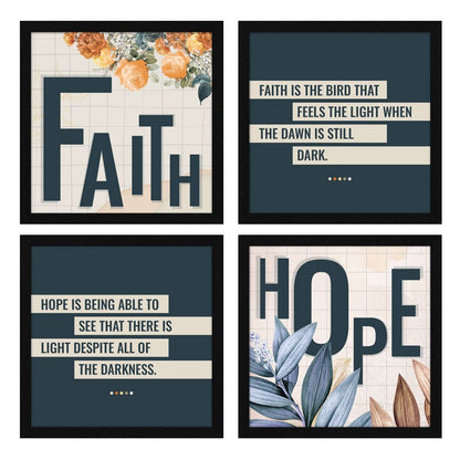 Faith Hope Motivational Quote Wall Frames, Inspirational, Set of 4, AXS4-10x10-123