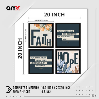 Faith Hope Motivational Quote Wall Frames, Inspirational, Set of 4, AXS4-10x10-123