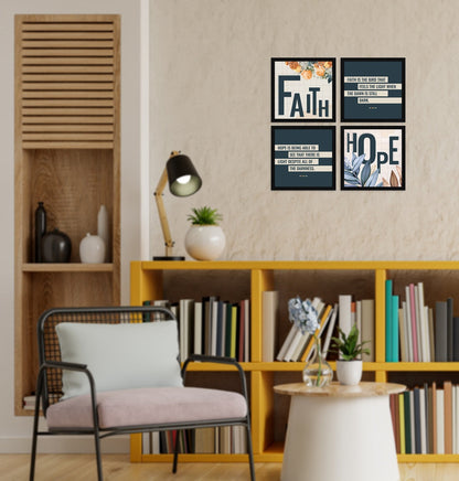 Faith Hope Motivational Quote Wall Frames, Inspirational, Set of 4, AXS4-10x10-123