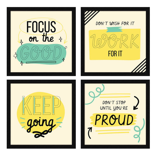 Focus on the Good Motivational Quote Wall Frames, Inspirational, Set of 4, AXS4-10x10-124